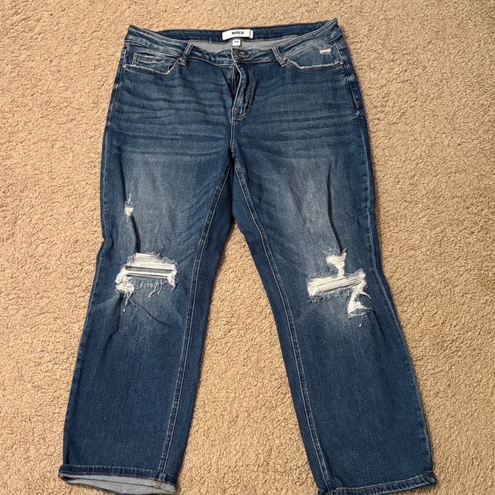 Mica Casual Blue Distressed Boyfriend Jeans